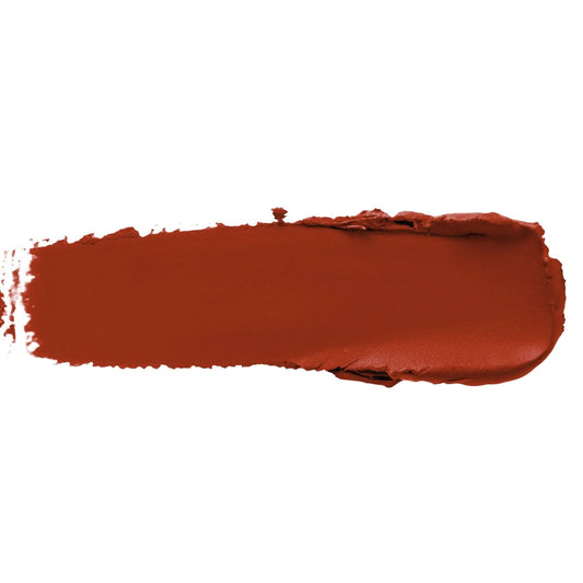 Pout Perfect luxury matte lipstick swatch in rich warm brown shade with smooth matte finish