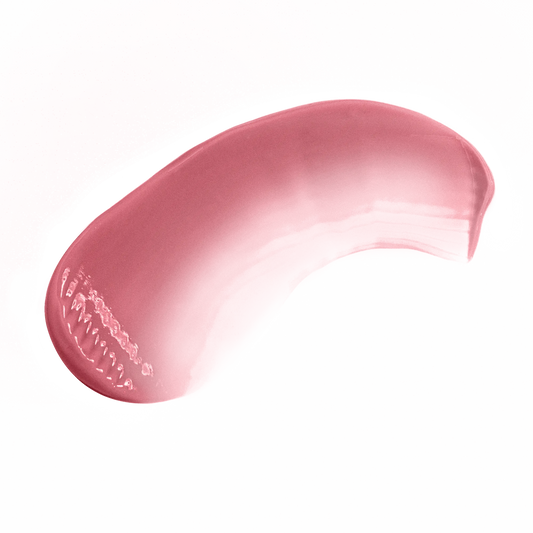 Pout Perfect classic sienna lip gloss smear showing smooth and glossy texture on black background