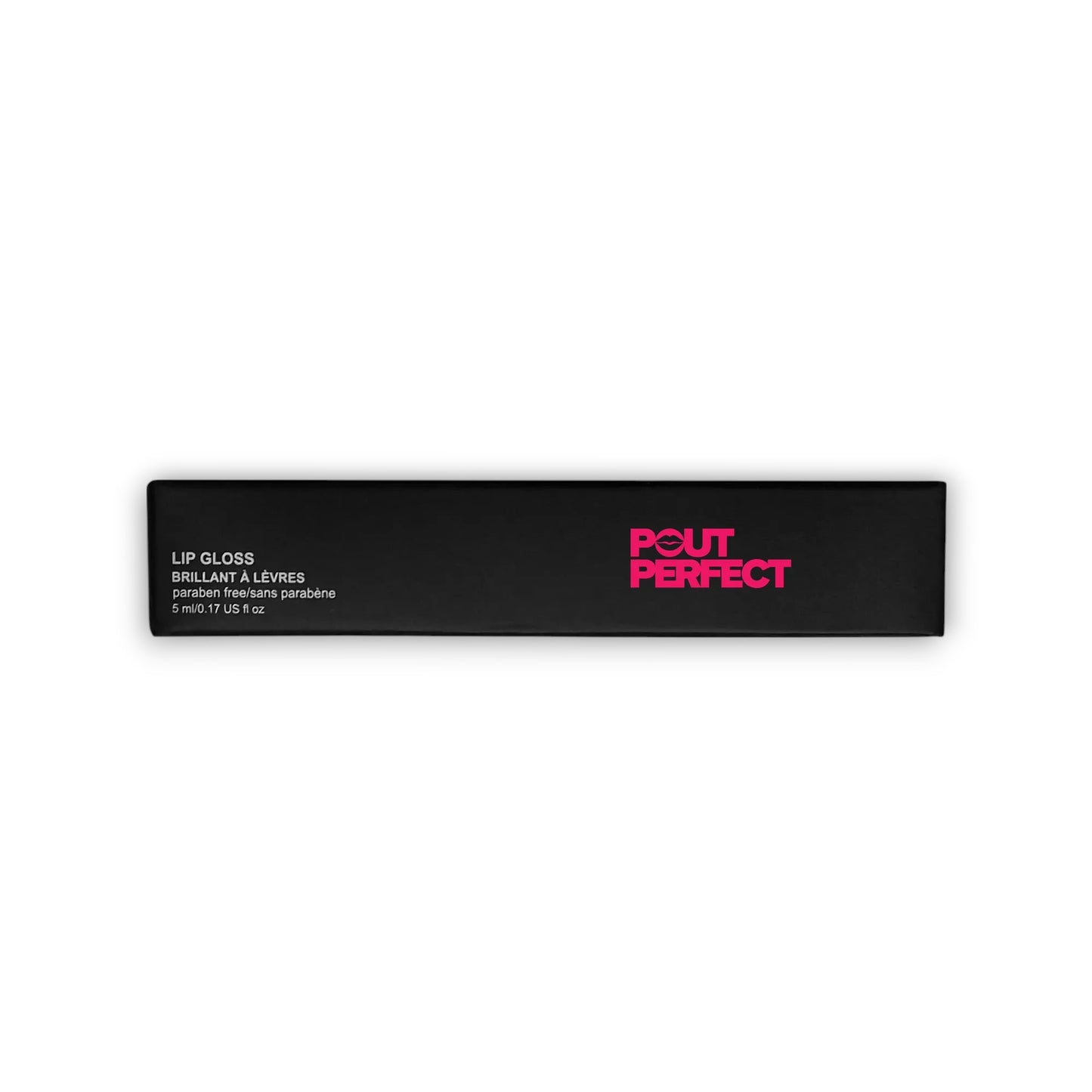 Pout Perfect luxury lip gloss made in USA in sleek black packaging with pink logo