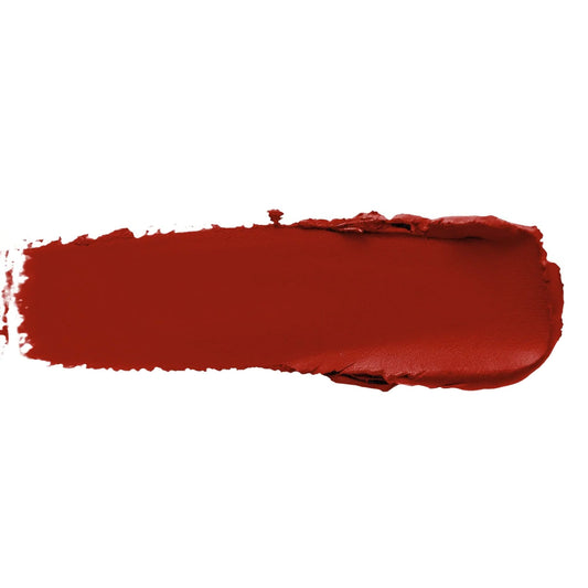 Pout Perfect luxury matte red lipstick swatch showing rich deep red color with smooth velvet finish
