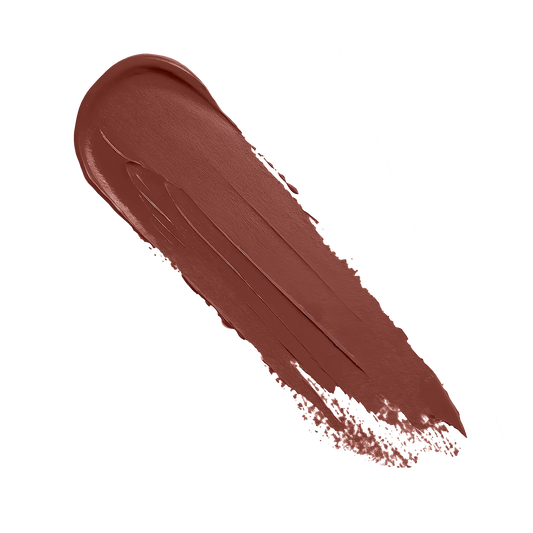 Pout Perfect luxury cream lipstick swatch in rose pink lipstick for women shade on black background