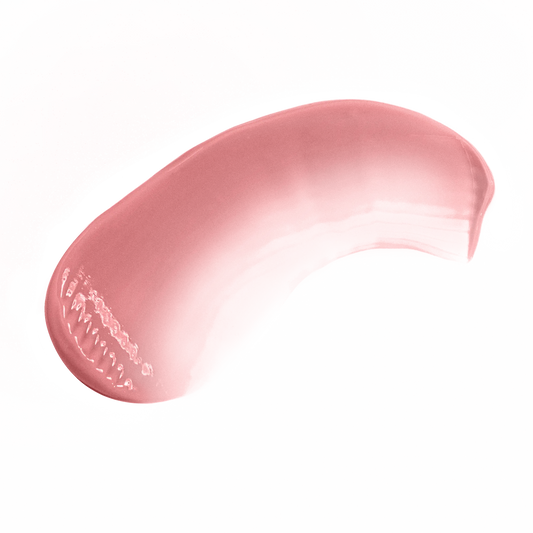 Pout Perfect classic lip gloss swatch in soft pink shade on black background