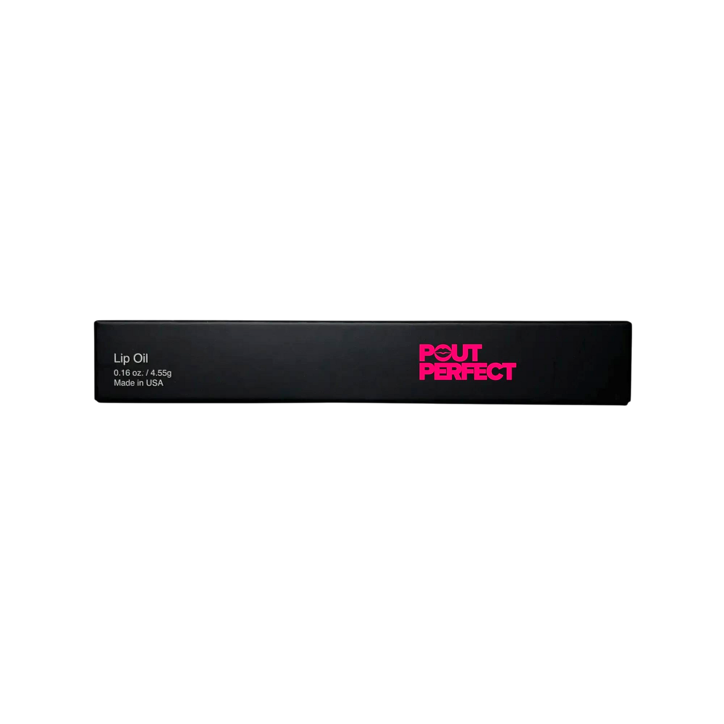 Pout Perfect hydrating lip oil set black packaging with pink logo and product details