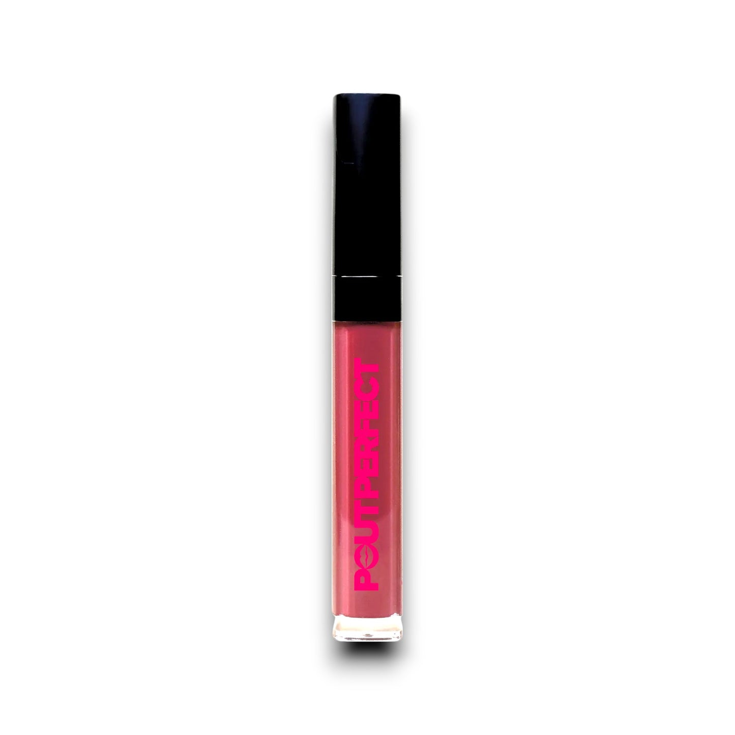 Pout Perfect hydrating lip oil set in a sleek pink shade with black cap for smooth moisturizing lips