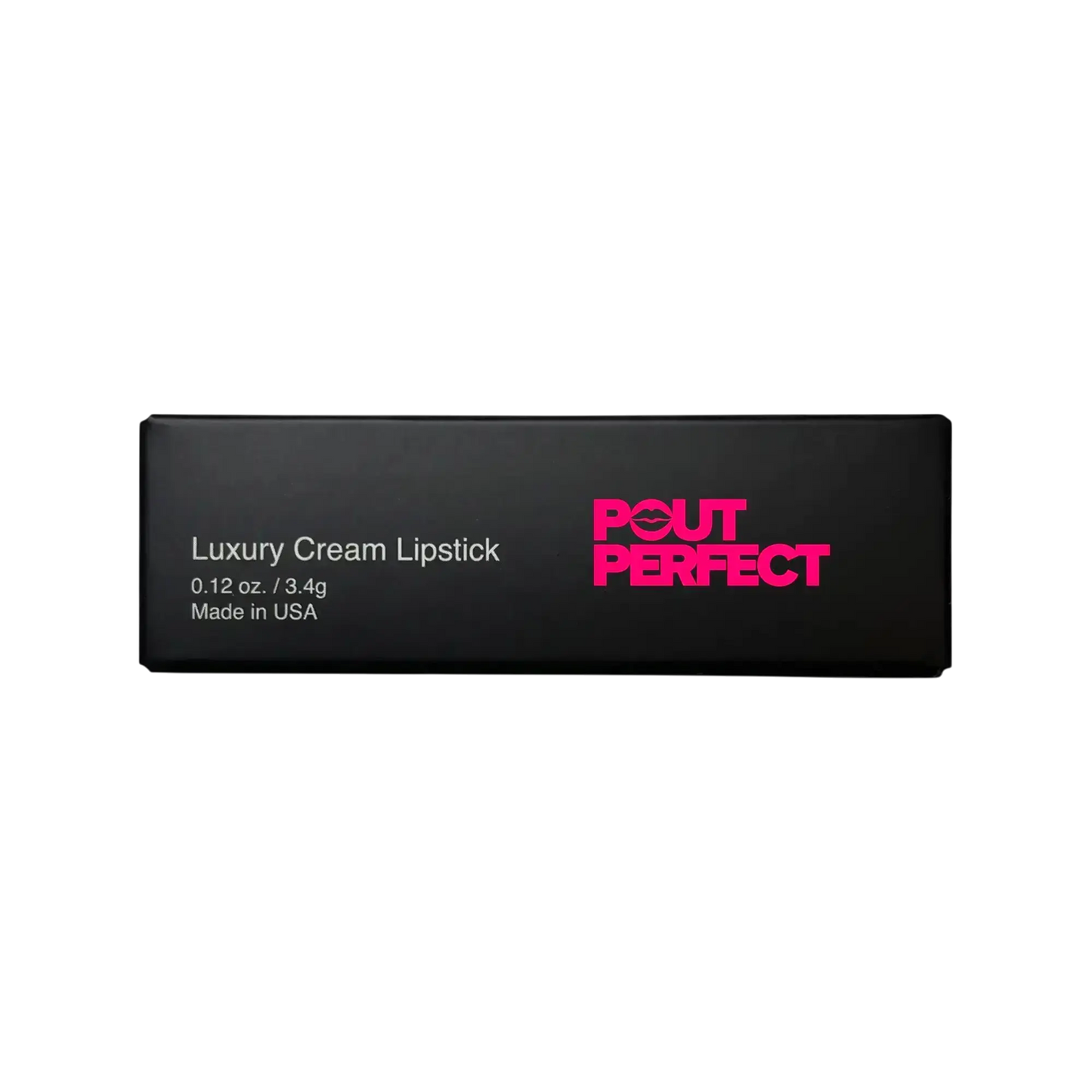 Pout Perfect luxury nude cream lipstick in sleek black packaging for smooth moisturizing wear