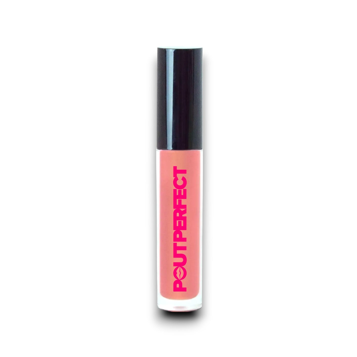Pout Perfect mahogany lip gloss in a sleek tube with black cap for a glossy finish