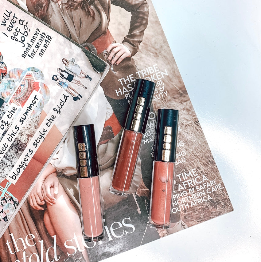 two blue and red lipstick