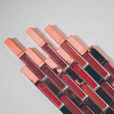 A group of lipsticks stacked on top of each other