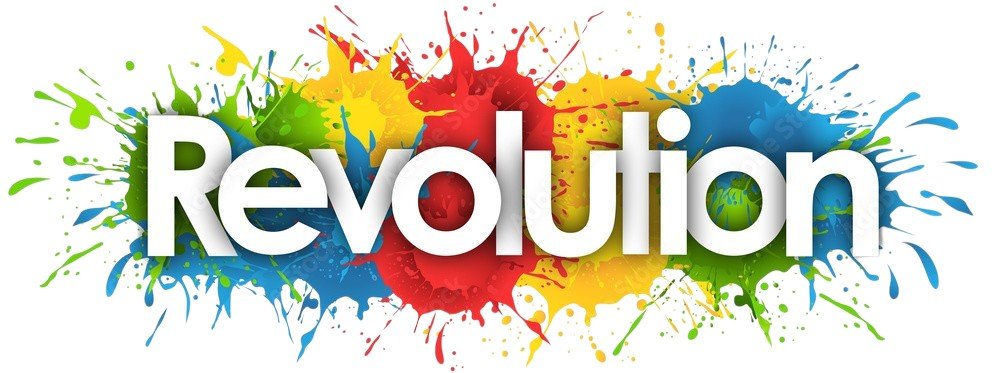 Colorful paint splashes background with the word Revolution highlighting vitamin e lip care benefits
