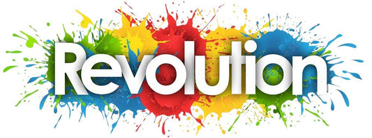Colorful paint splashes background with the word Revolution highlighting vitamin e lip care benefits