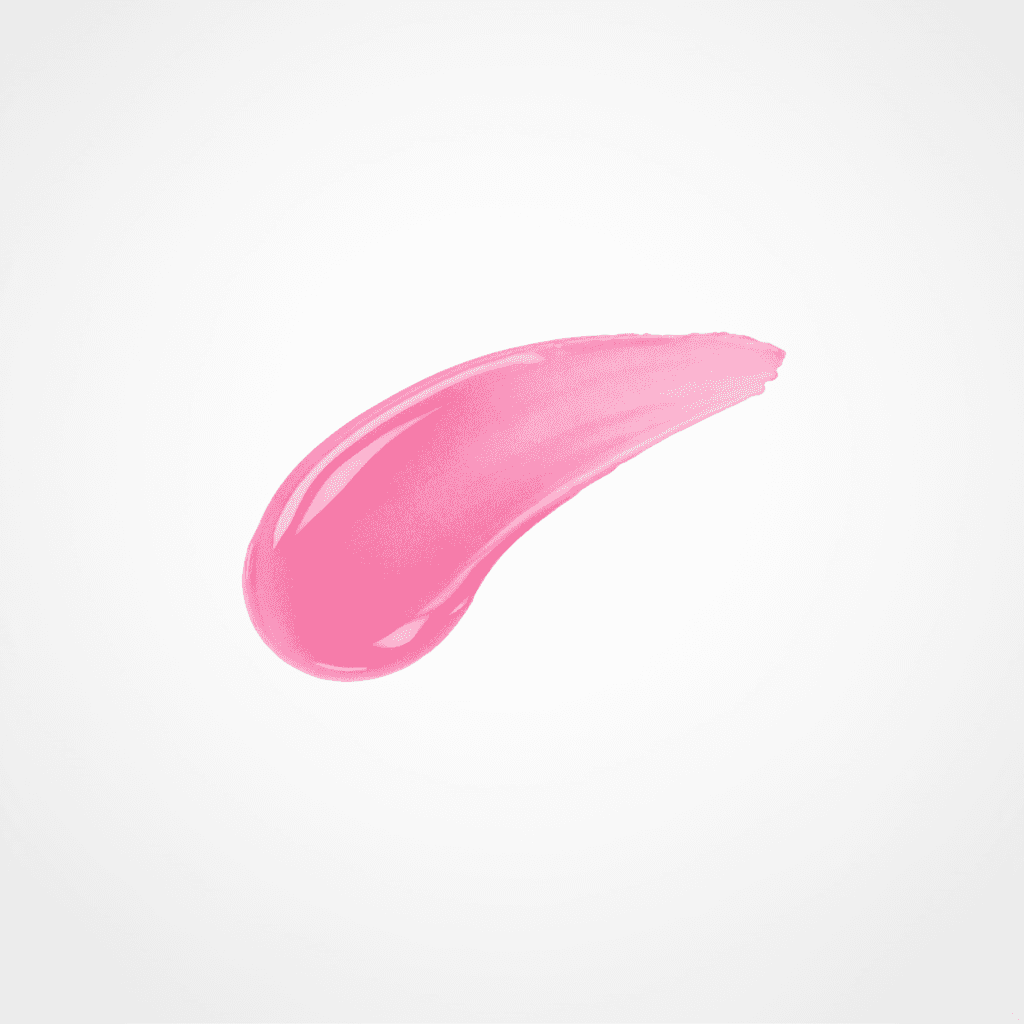 A glossy, textured smear of pink cosmetic cream or gel on a clean white background.