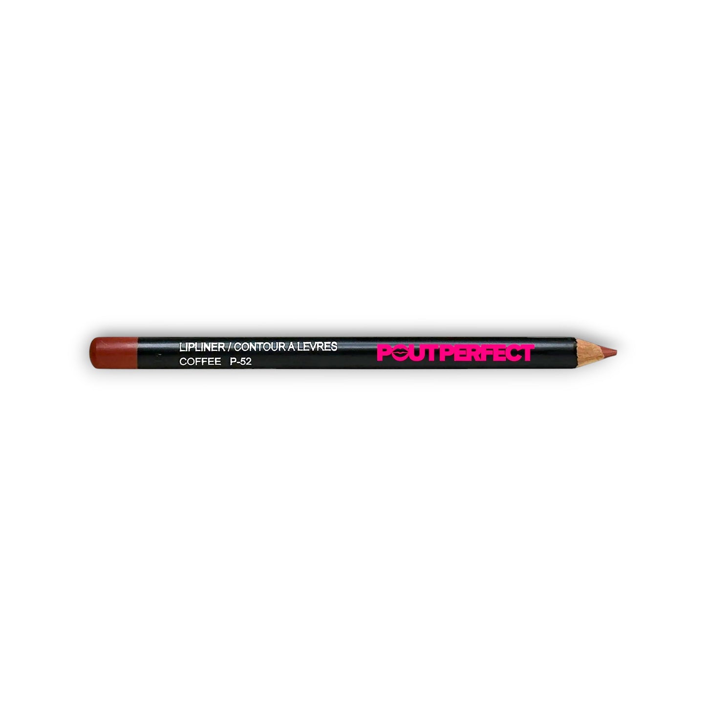 Pout Perfect coffee lip liner pencil with brown shade and black barrel for precise lip lining