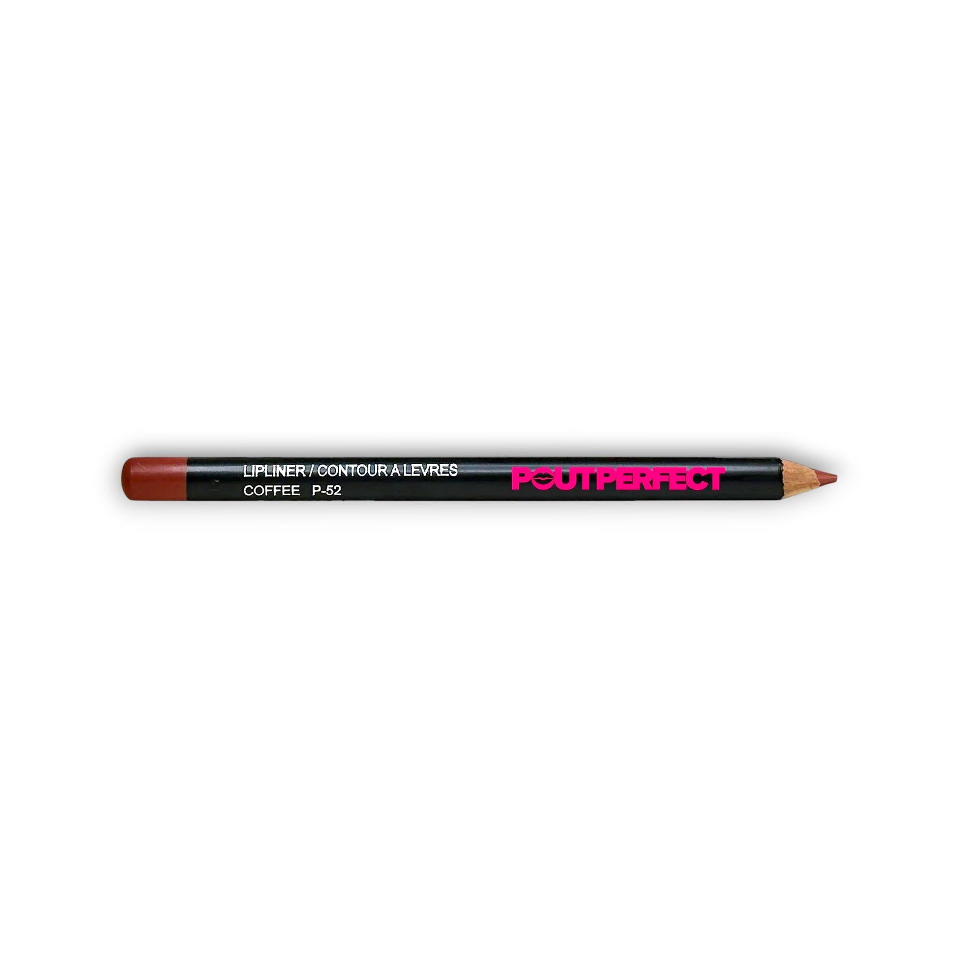 Pout Perfect coffee lip liner pencil with brown shade and black barrel for precise lip lining
