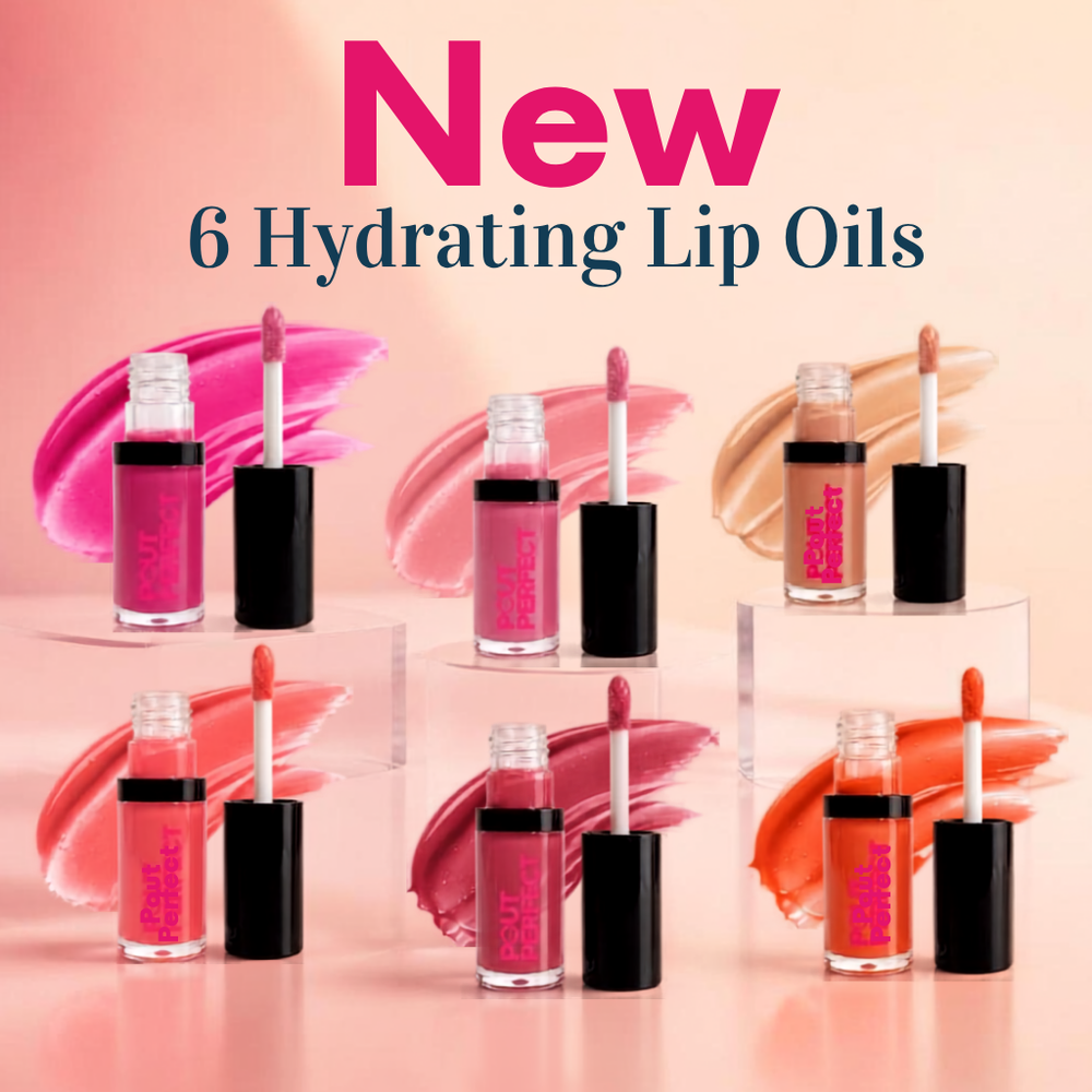 Pout Perfect mobile promotional ad for lip care and beauty products.