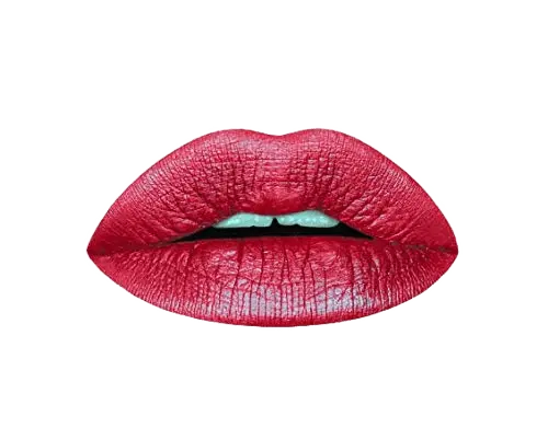 Pout Perfect lip kit applied on lips in deep red shade representing best cruelty-free lip products