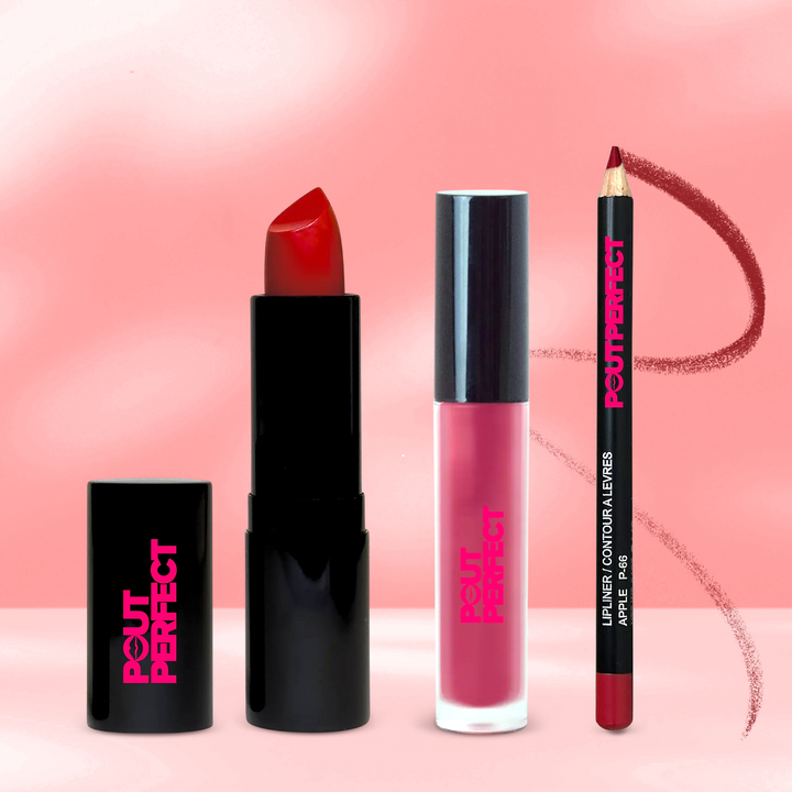 Pout Perfect lip kit with lipstick, lip gloss, and lip liner best cruelty-free lip products
