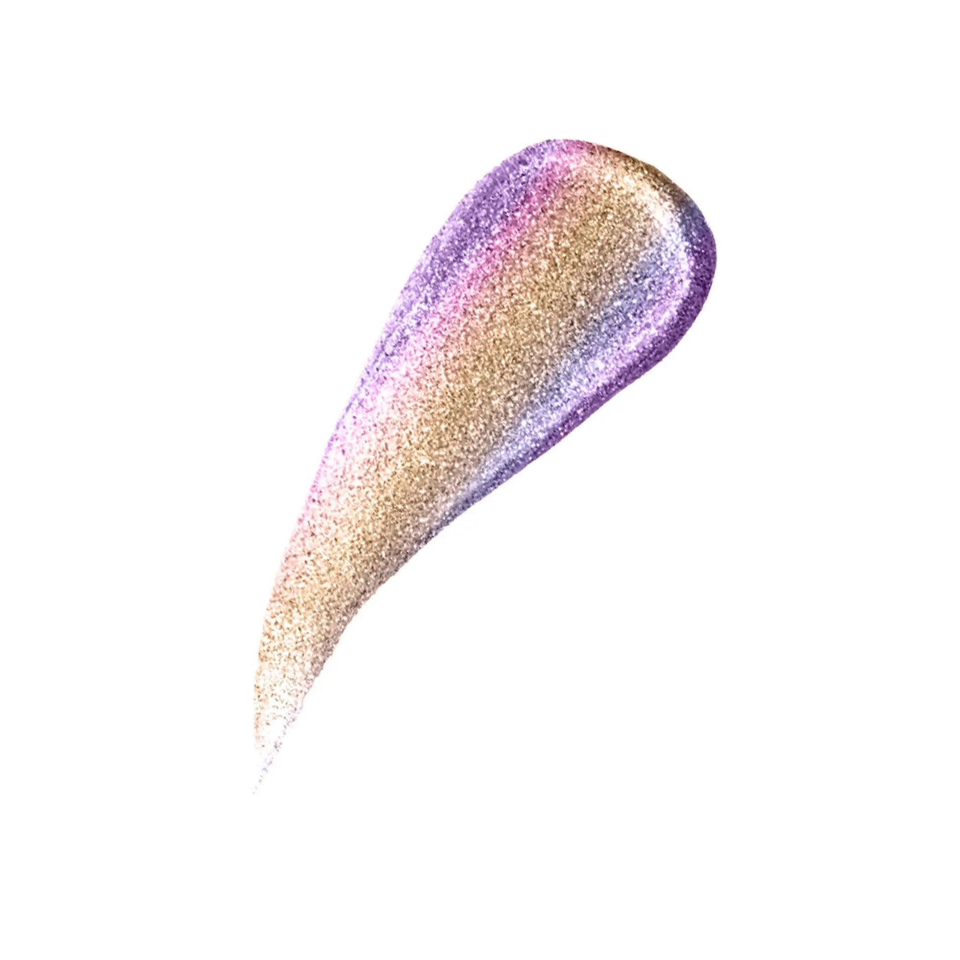 Pout Perfect liquid shimmer swatch with gold and purple tones, the best lip gloss for natural look