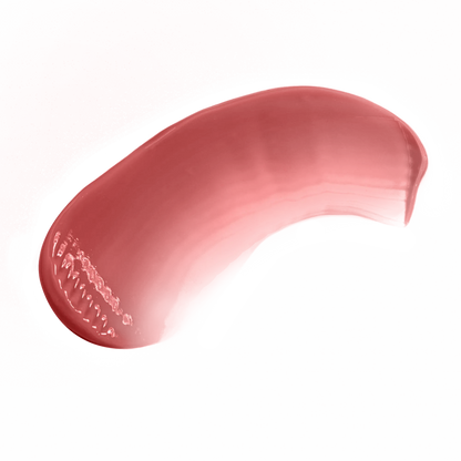 Swatch of Pout Perfect chestnut lip gloss with smooth, glossy texture on black background