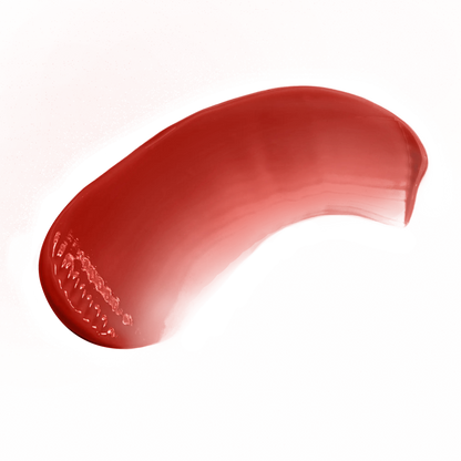 Pout Perfect classic lip gloss for everyday wear in a smooth red shade swatch on black background