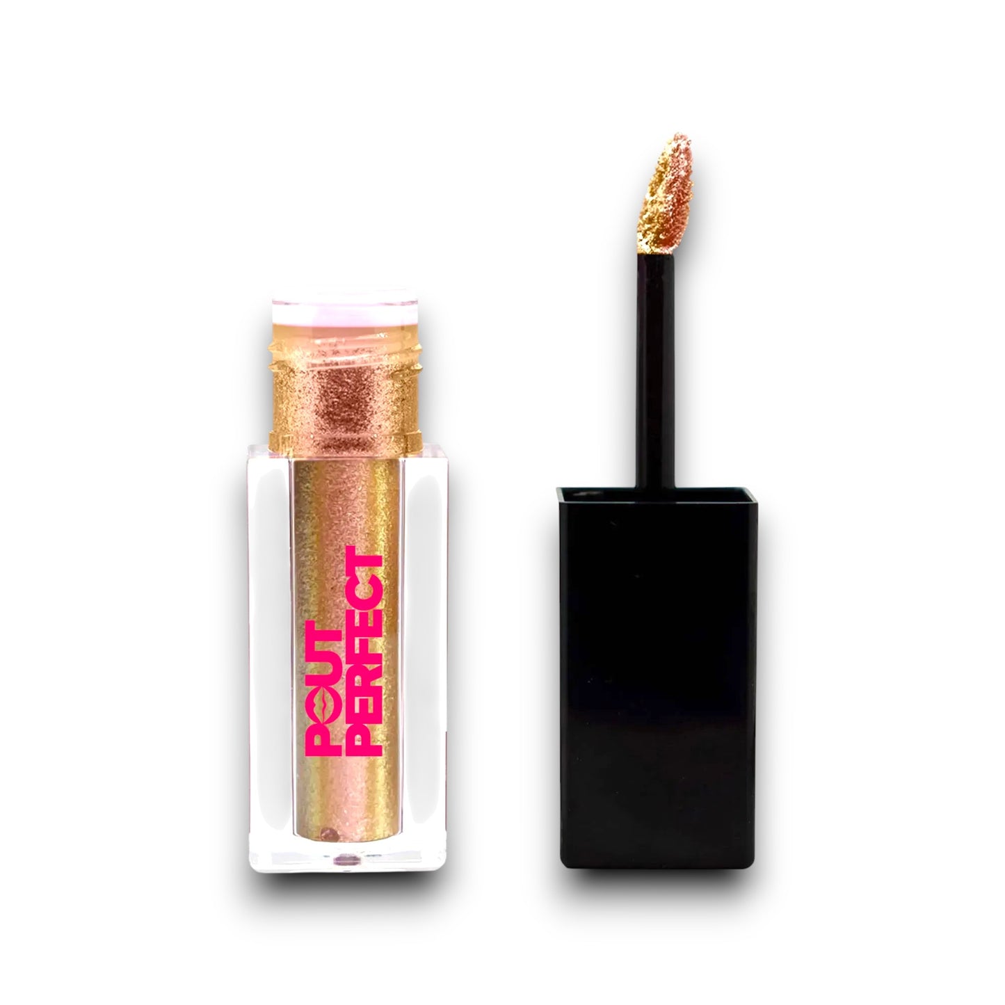 Pout Perfect liquid shimmer in gold with applicator for gold shimmer lip makeup