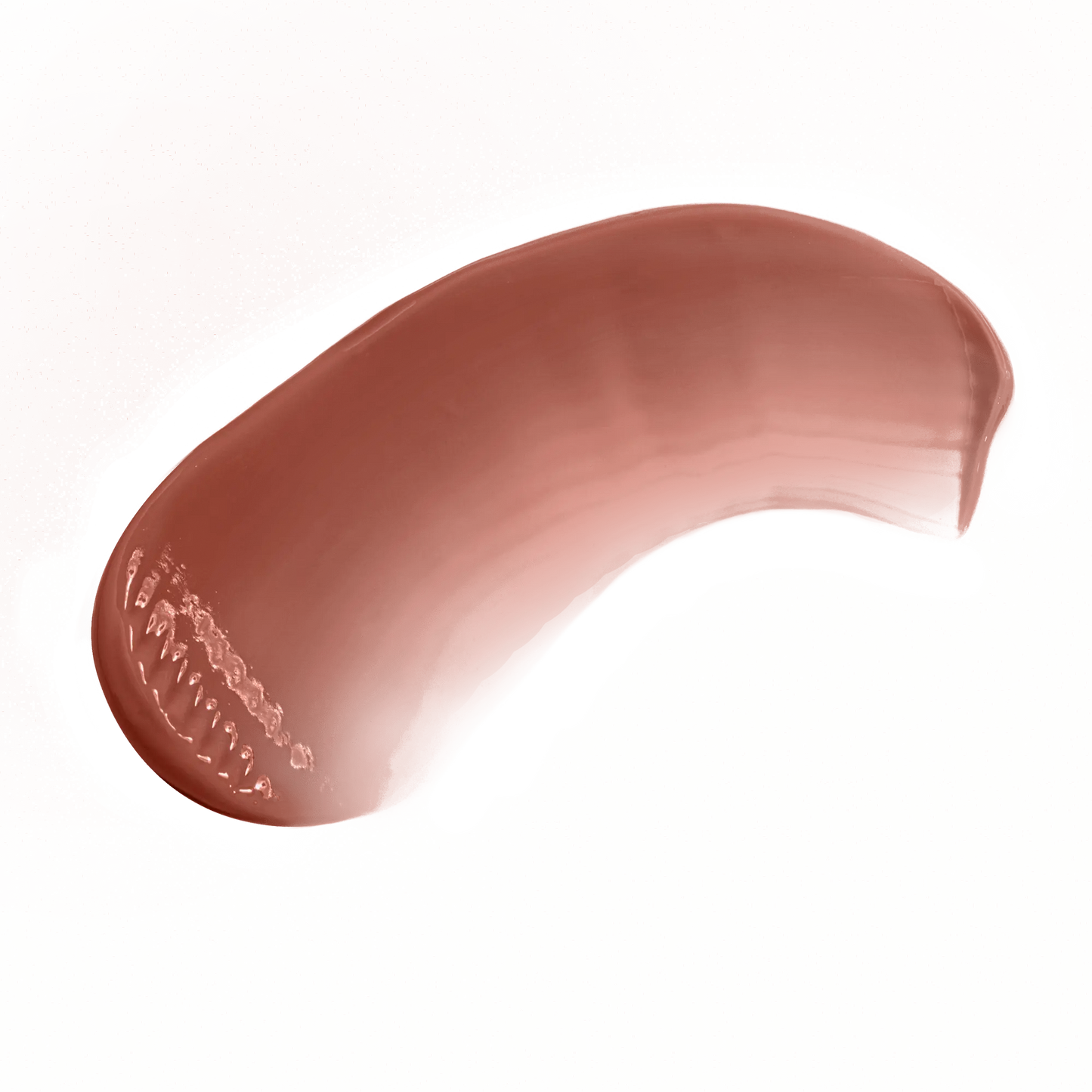 Pout Perfect hot chocolate lip gloss creamy brown shade swatch on black background