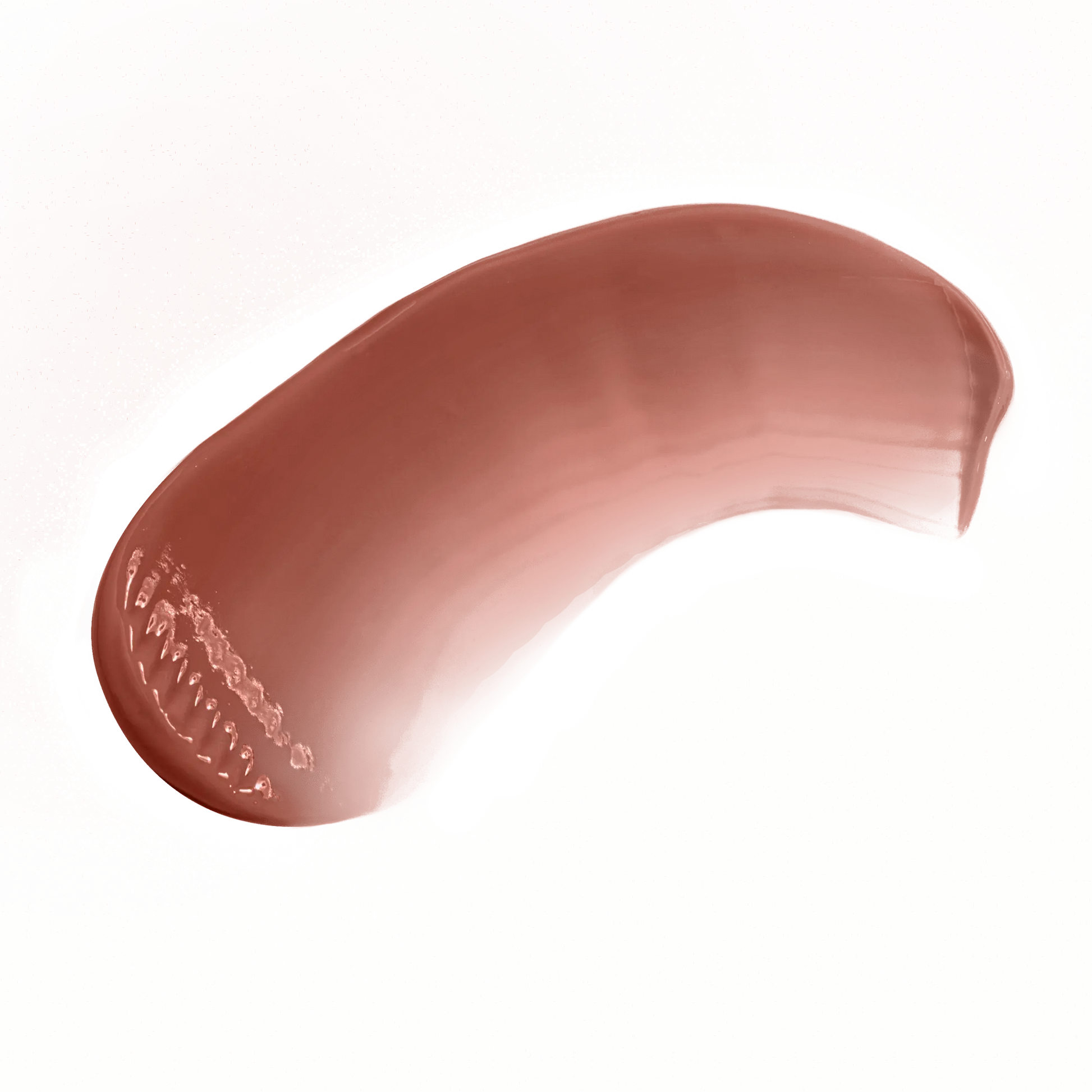 Pout Perfect hot chocolate lip gloss creamy brown shade swatch on black background