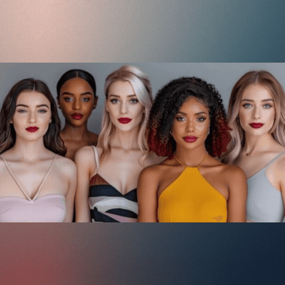 Five diverse models showcasing different shades of POUT PERFECT lip stain lips for a vibrant look