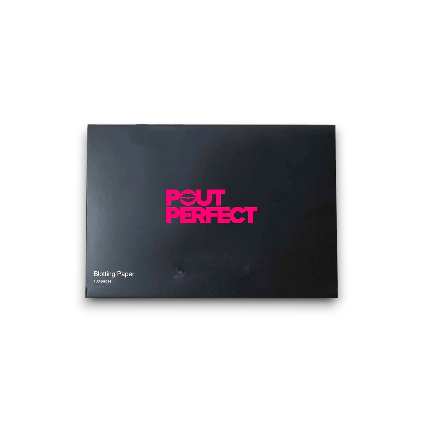 Pout Perfect black packaging with pink logo luxury blotting papers for lips 100 sheets