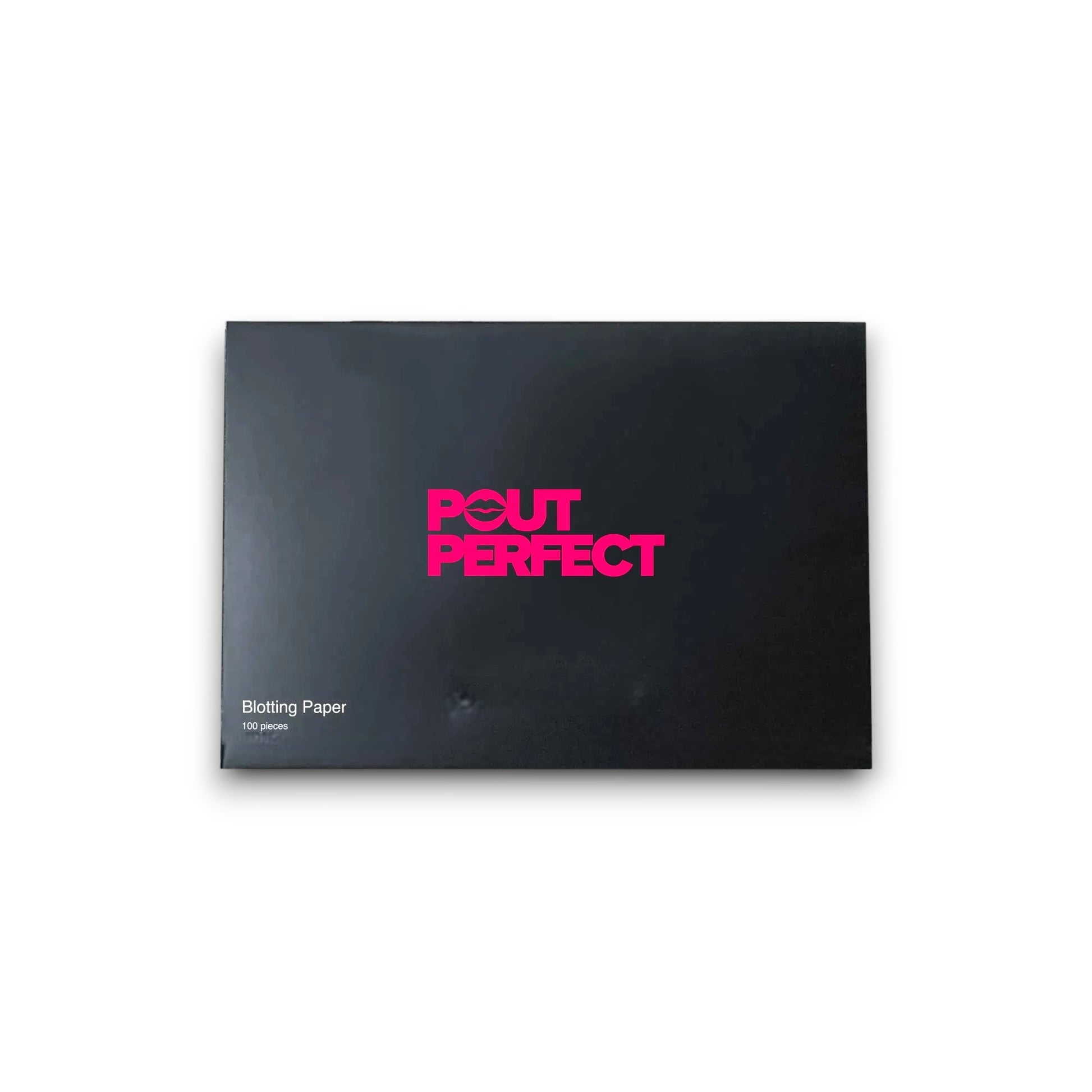 Pout Perfect black packaging with pink logo luxury blotting papers for lips 100 sheets