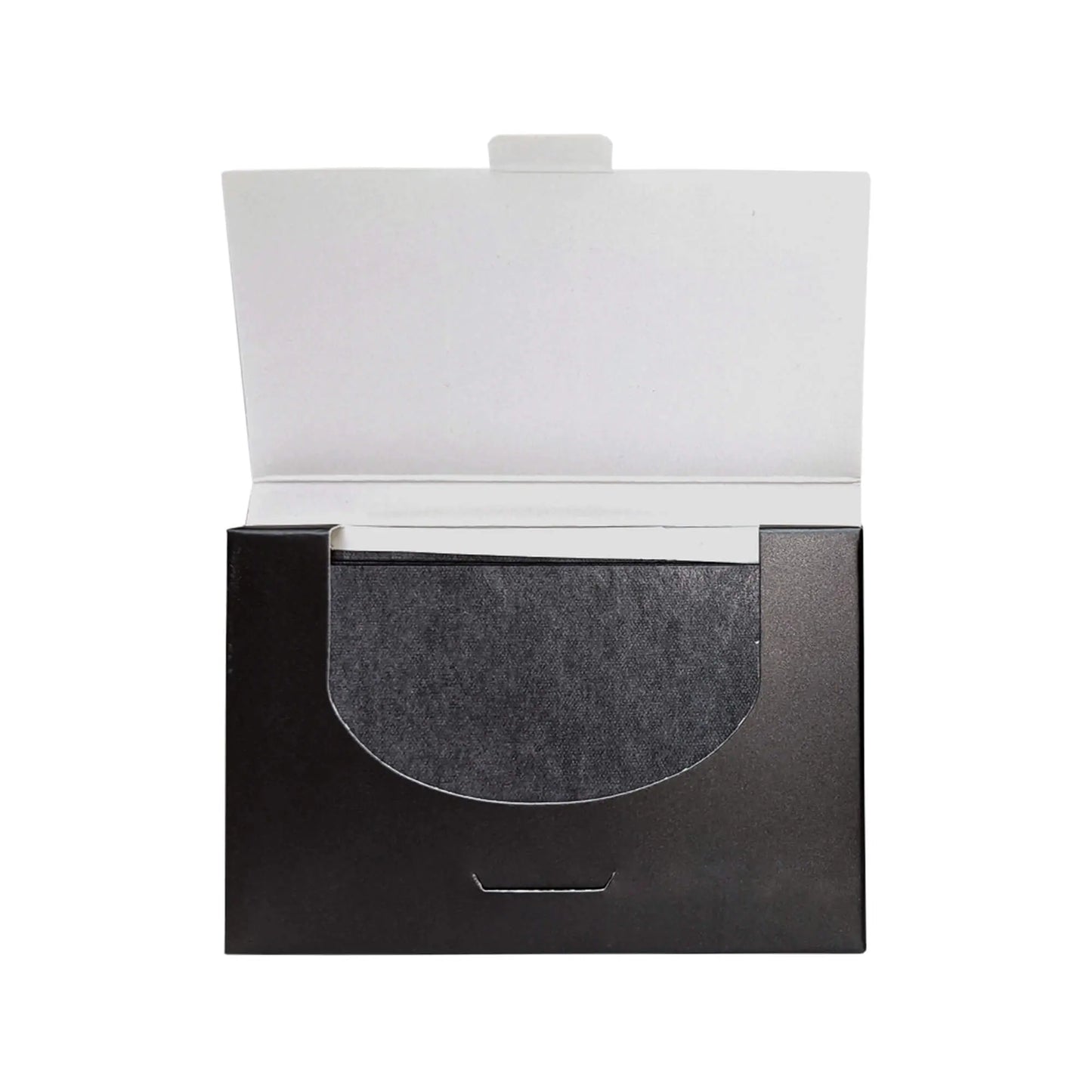 Pout Perfect luxury blotting papers for lips in a sleek black and white compact case
