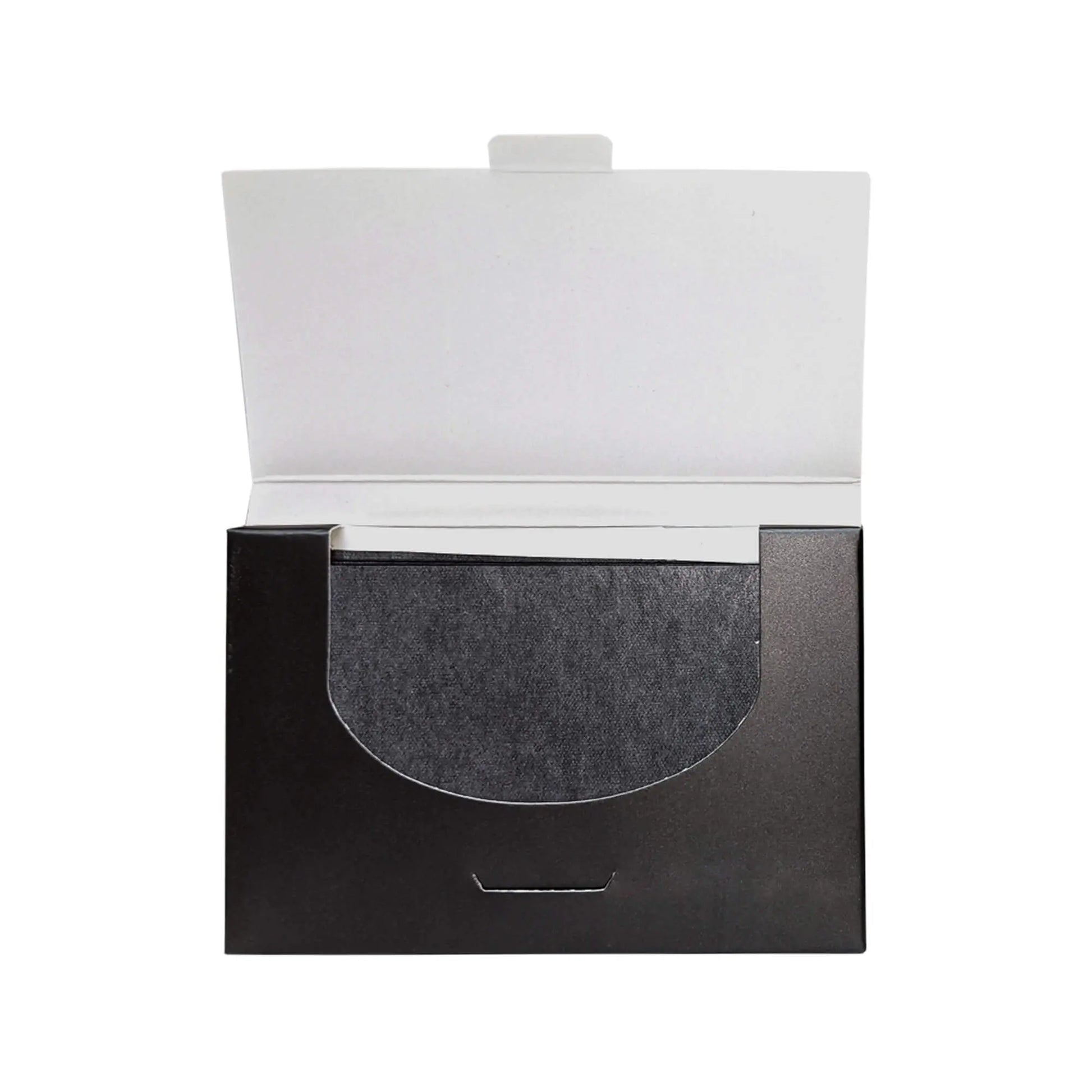 Pout Perfect luxury blotting papers for lips in a sleek black and white compact case