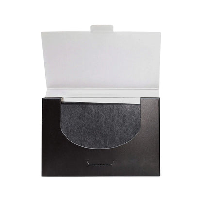 Pout Perfect luxury blotting papers for lips in a sleek black and white compact case