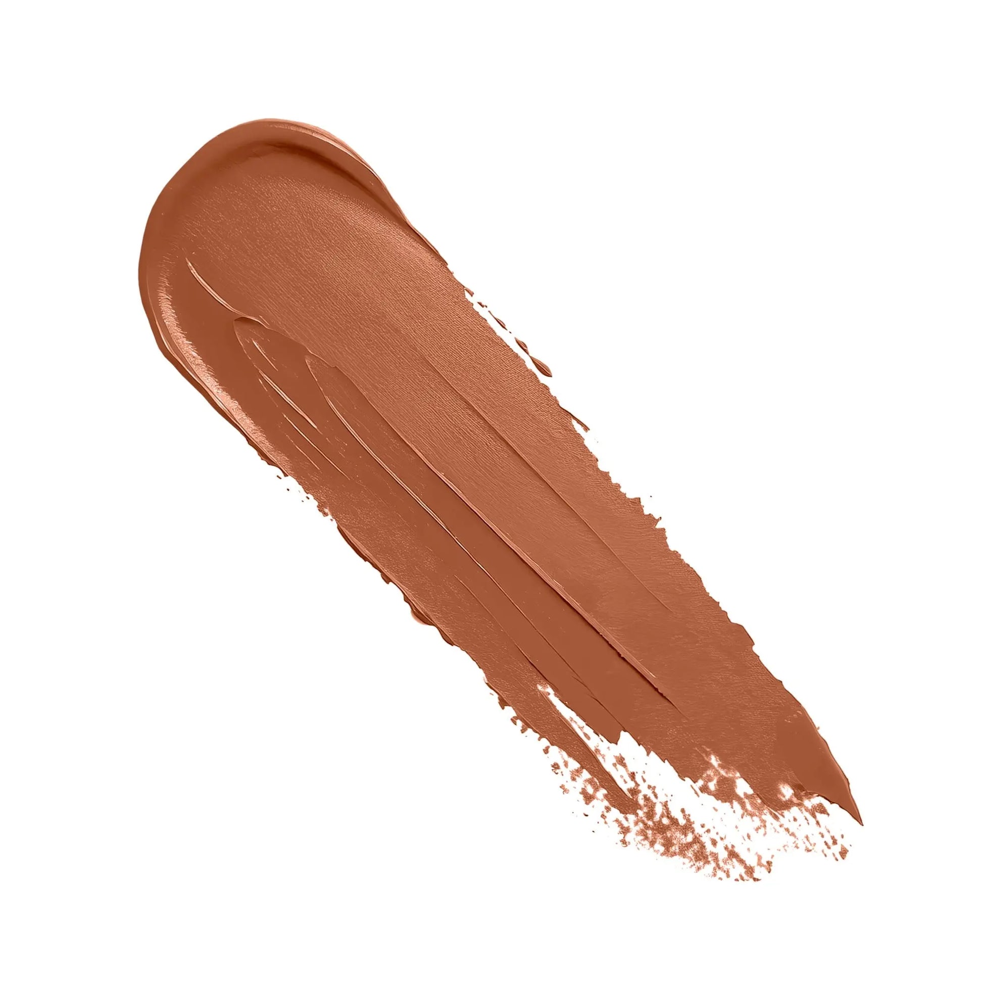 Swatch of Pout Perfect luxury cream lipstick in warm brown shade showing smooth creamy texture