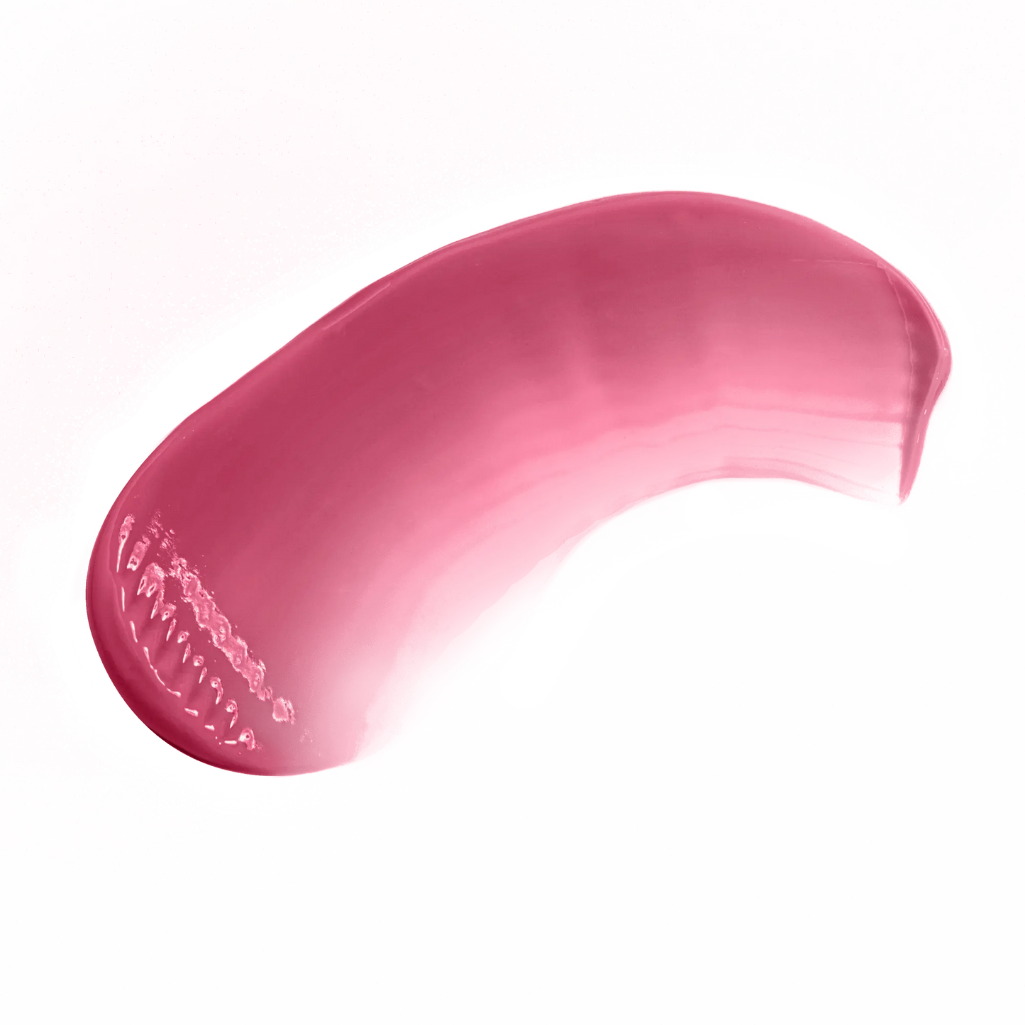 Pink swatch of luxury lip gloss made in USA by Pout Perfect with smooth glossy texture