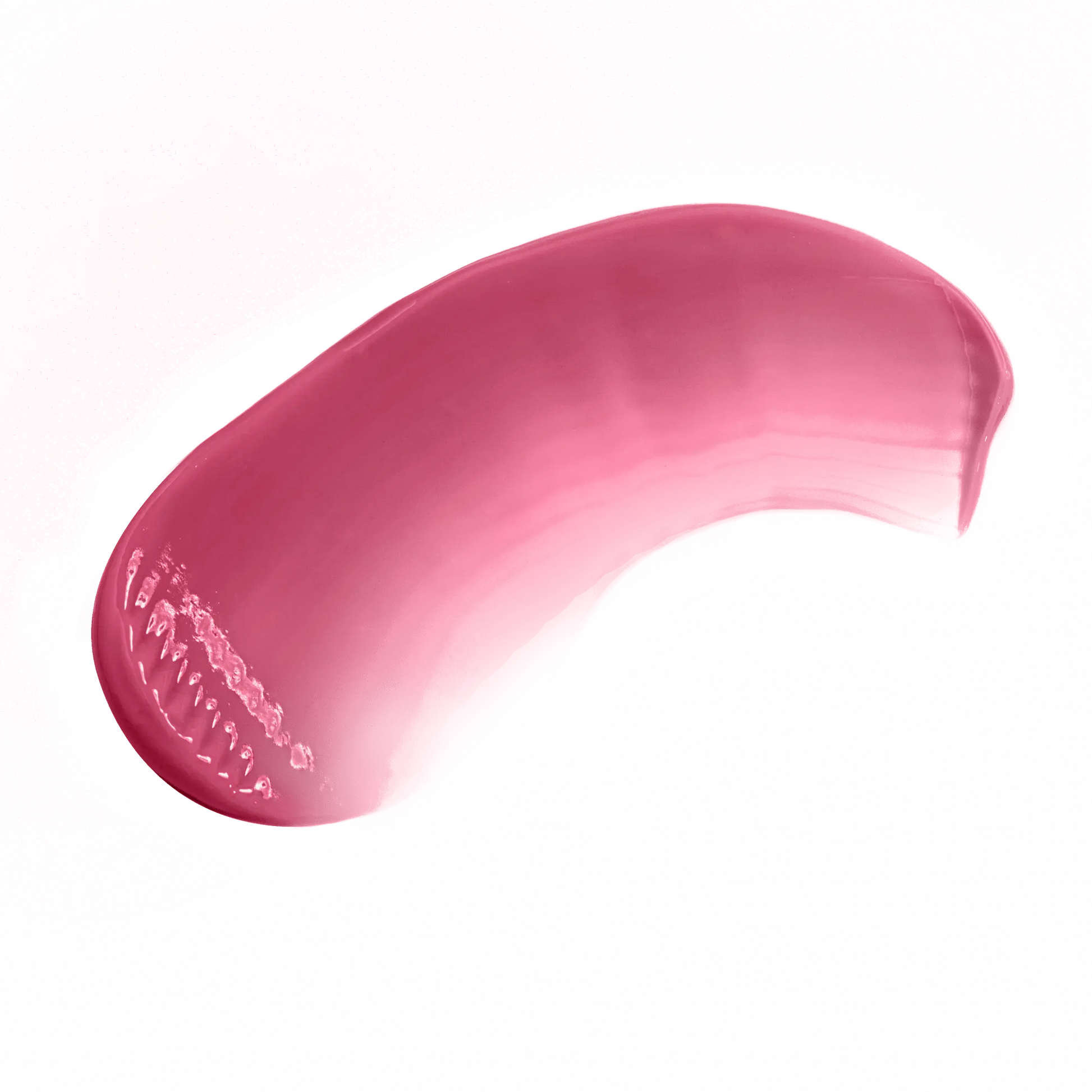 Pink swatch of luxury lip gloss made in USA by Pout Perfect with smooth glossy texture