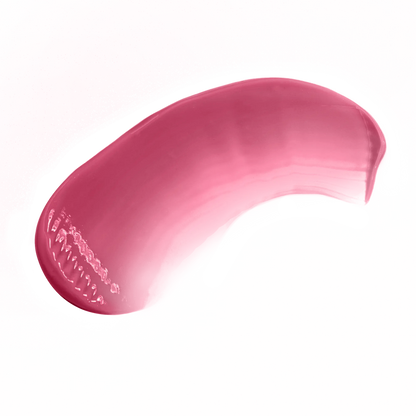 Pink swatch of luxury lip gloss made in USA by Pout Perfect with smooth glossy texture