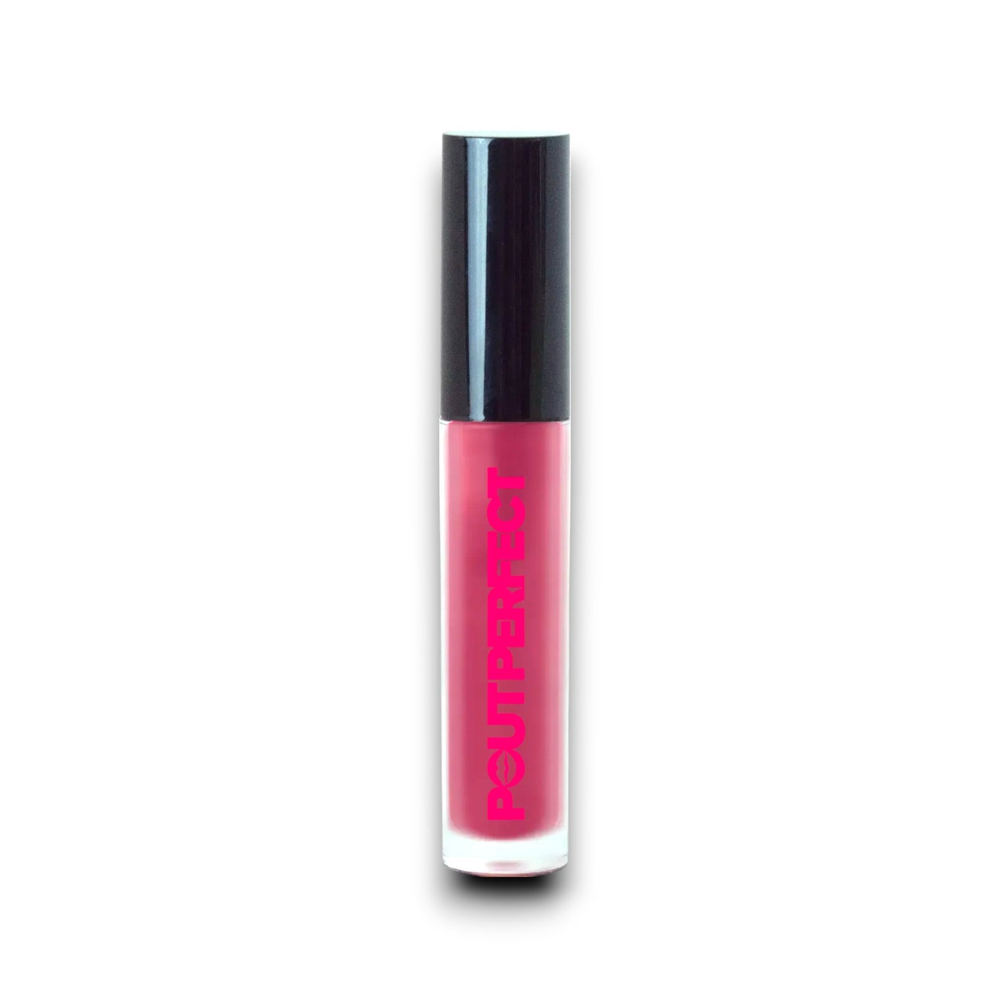 Pout Perfect luxury lip gloss made in USA in a sleek pink tube with black cap