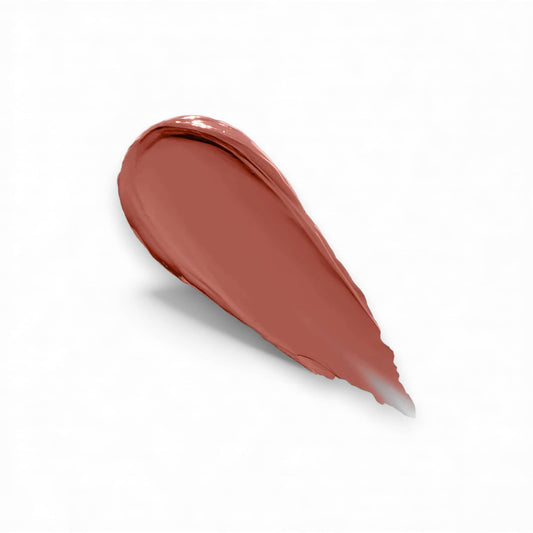POUT PERFECT matte lip stain dusty pear shown in creamy swatch for a smooth finish