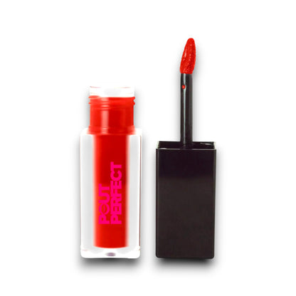 Pout Perfect matte lip stain true crimson vibrant red liquid lipstick with applicator wand