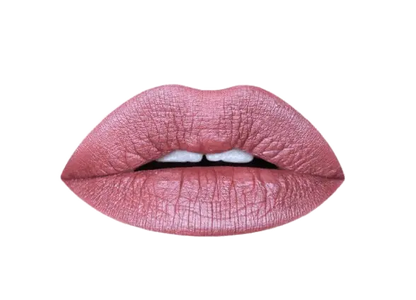 Close-up of lips wearing mauve lip kit by Pout Perfect with smooth, matte finish