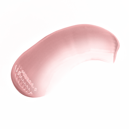 Pout Perfect smooth pink tropical lip gloss swatch with glossy finish on black background