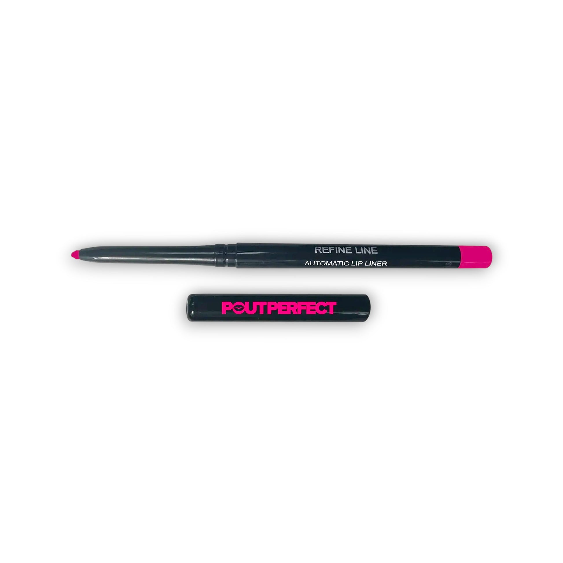 Pout Perfect automatic lip liner for precise application in black casing with pink tip and cap