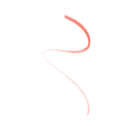 Smooth coral shade line drawn using Pout Perfect automatic lip liner on black background