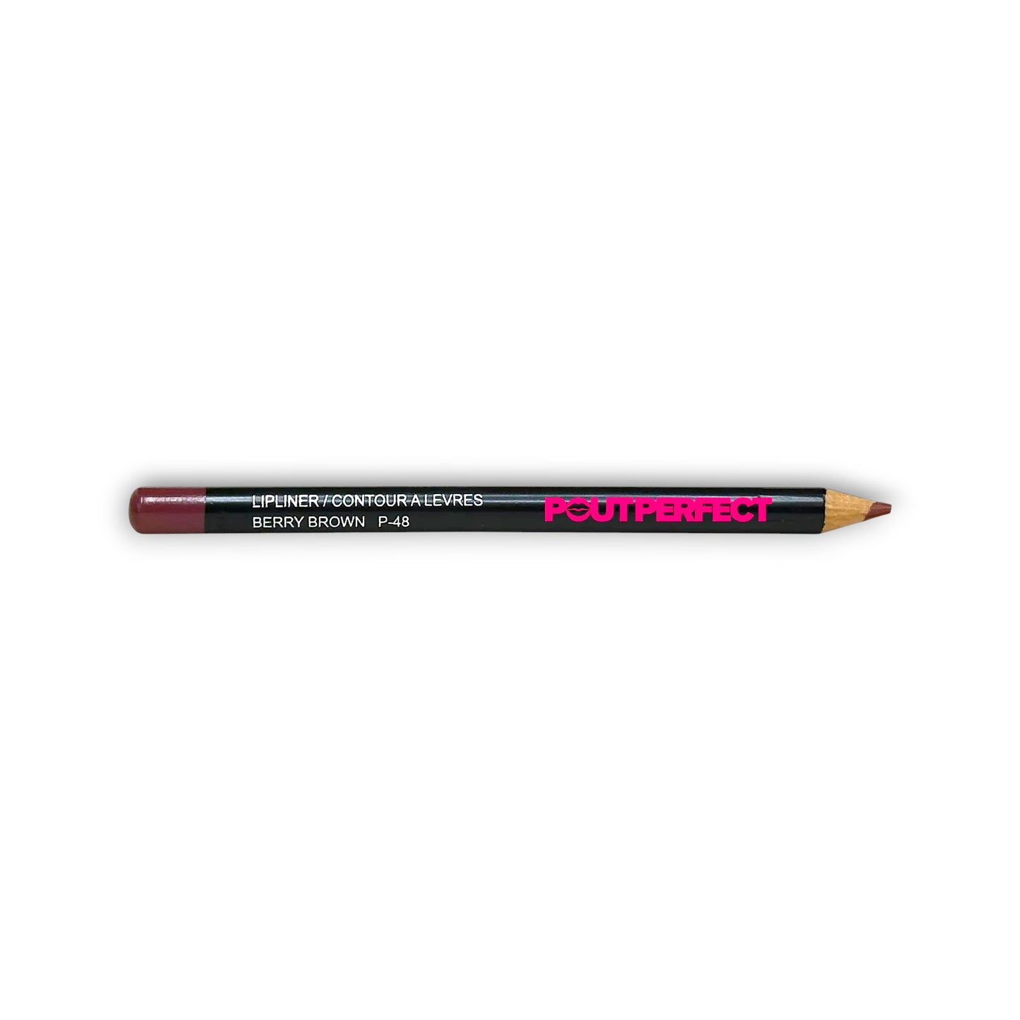 Pout Perfect berry brown lip liner pencil with sharp tip for precise lip definition