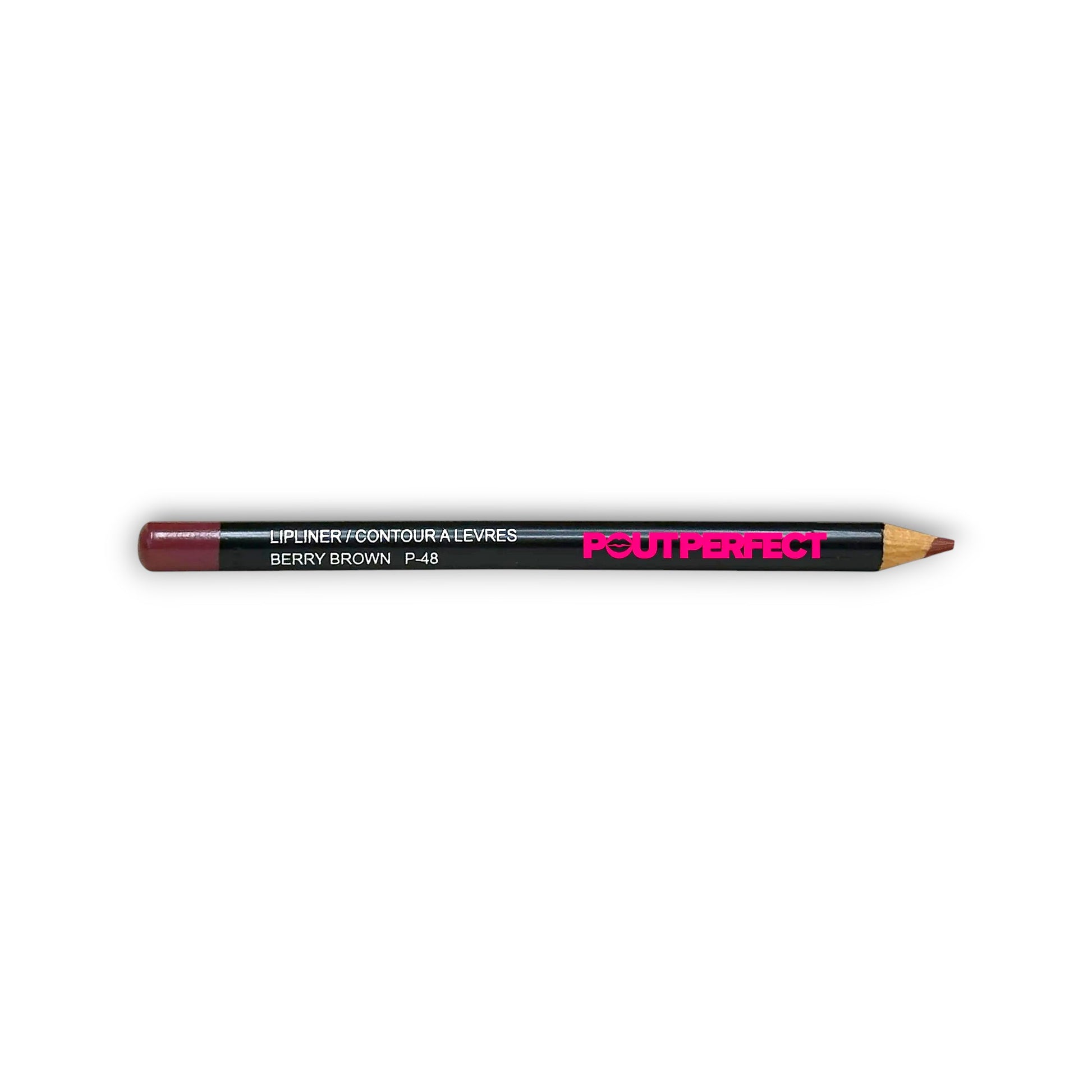 Pout Perfect berry brown lip liner pencil with sharp tip for precise lip definition