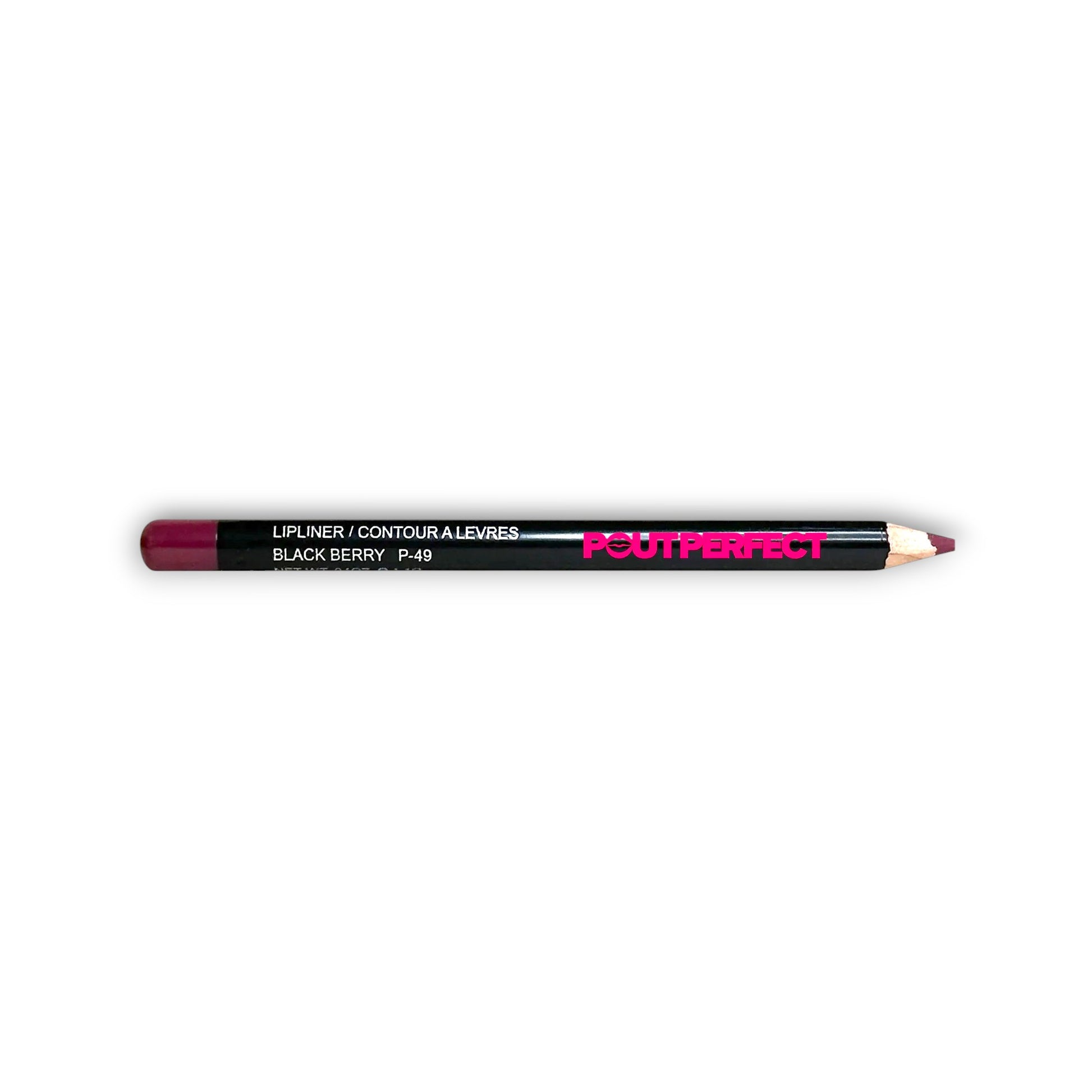 Pout Perfect Black Berry lip liner pencil with sharp tip for precise lip contouring