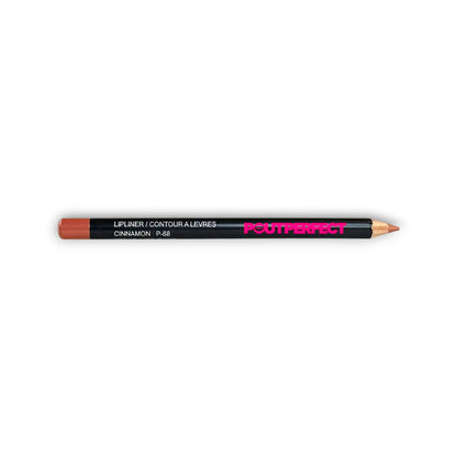 Pout Perfect cinnamon lip liner pencil with black body and brown tip for precise lip contouring