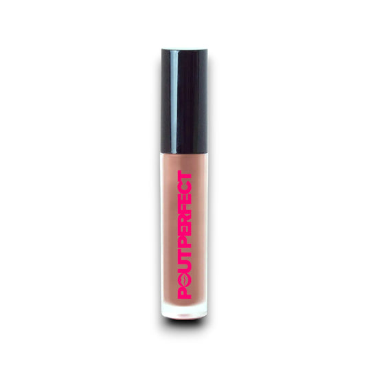 Pout Perfect classic lip gloss coco in sleek tube with black cap and nude brown shade