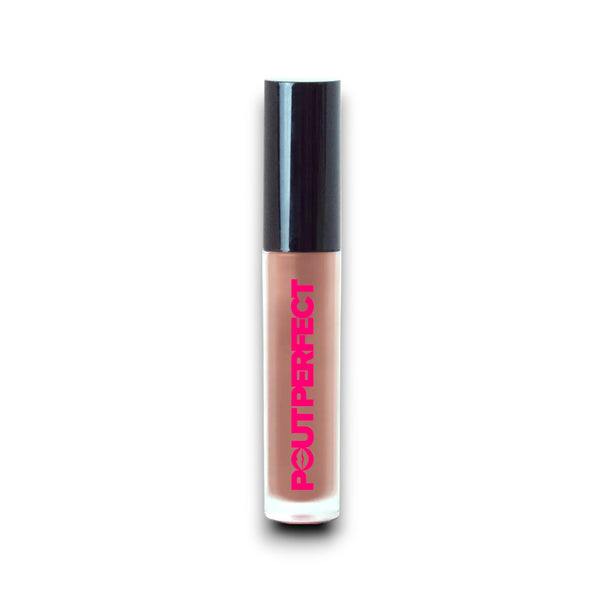 Pout Perfect classic lip gloss coco in sleek tube with black cap and nude brown shade