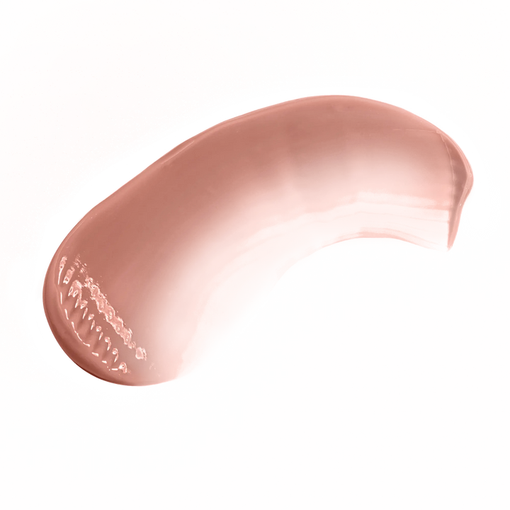 Pout Perfect classic lip gloss for natural look smooth nude pink shade swatch on black background